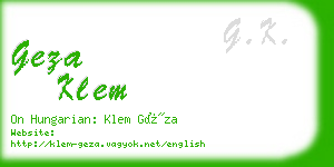 geza klem business card